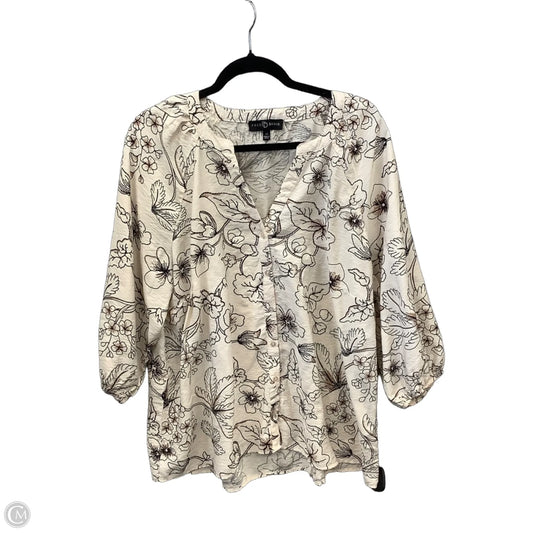 Top Long Sleeve By Fred David In Cream, Size: 2x