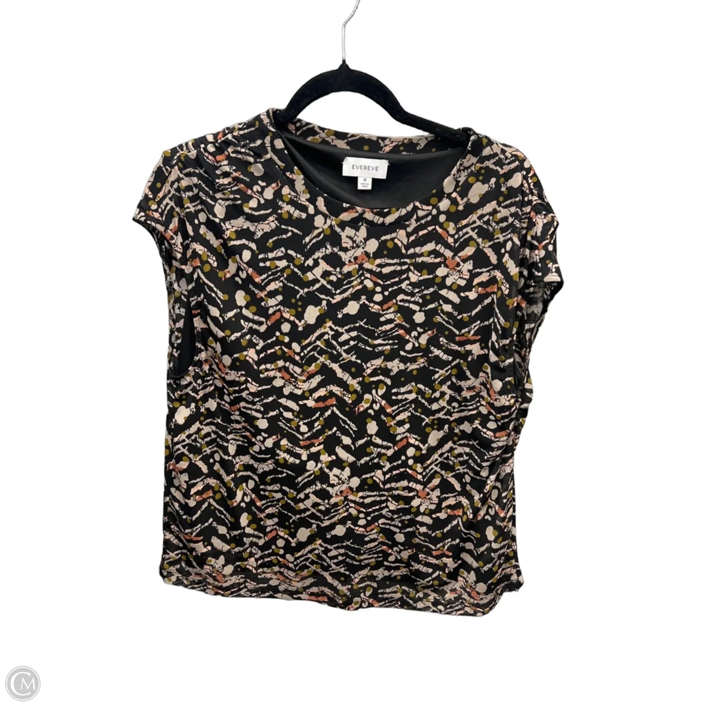 Top Short Sleeve By Evereve In Black & Brown, Size: M