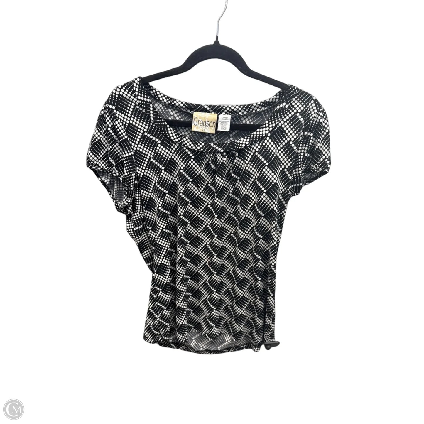 Top Short Sleeve By Grayson In Black & White, Size: L