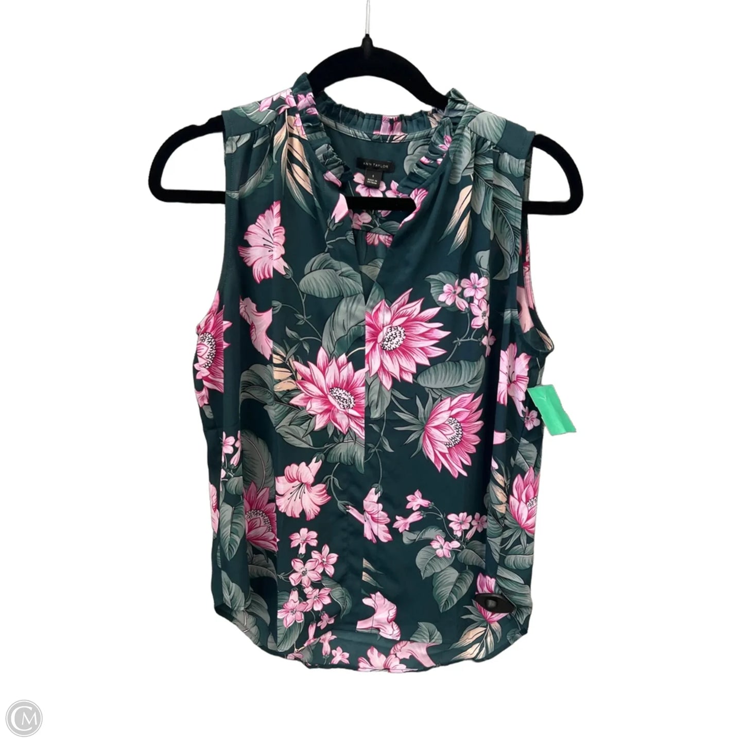 Top Sleeveless By Ann Taylor In Green & Pink, Size: S