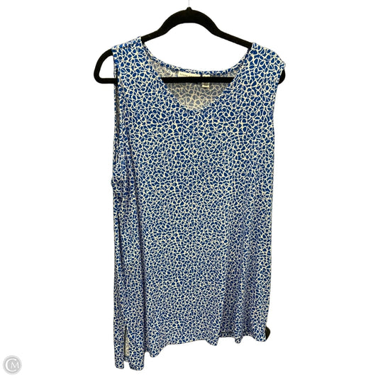 Tunic Sleeveless By Susan Graver In Blue & White, Size: 2x