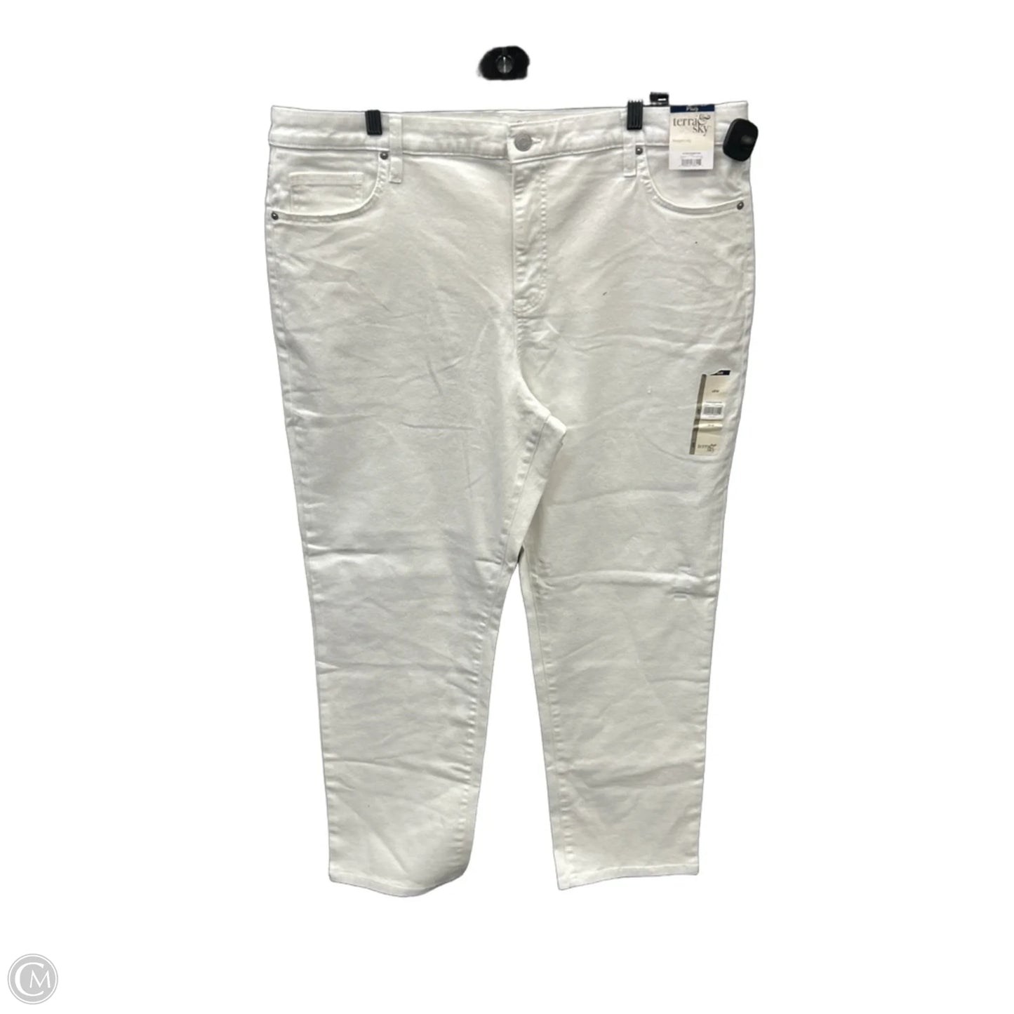 Jeans Straight By Terra & Sky In White Denim, Size: 18