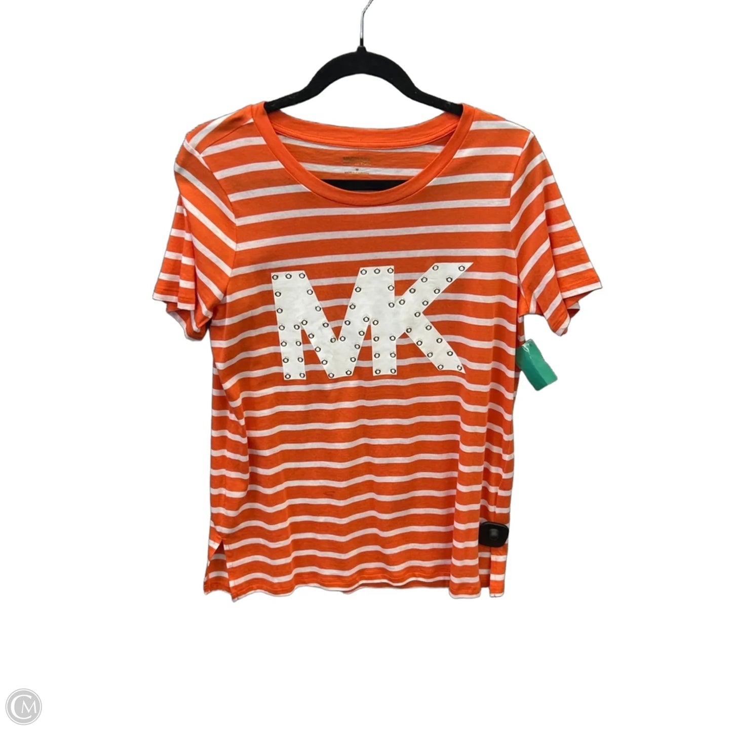 Top Short Sleeve By Michael By Michael Kors In Orange & White, Size: M