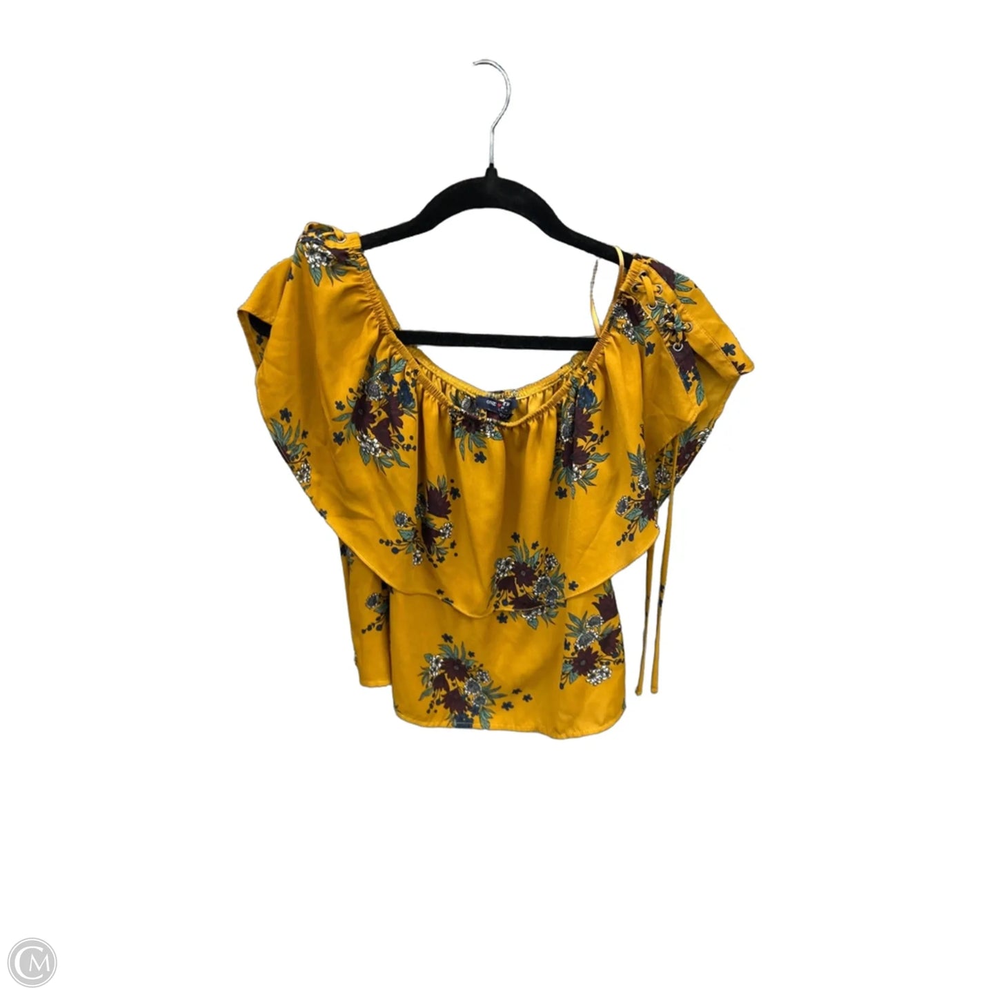 Blouse Short Sleeve By One Clothing In Yellow, Size: M