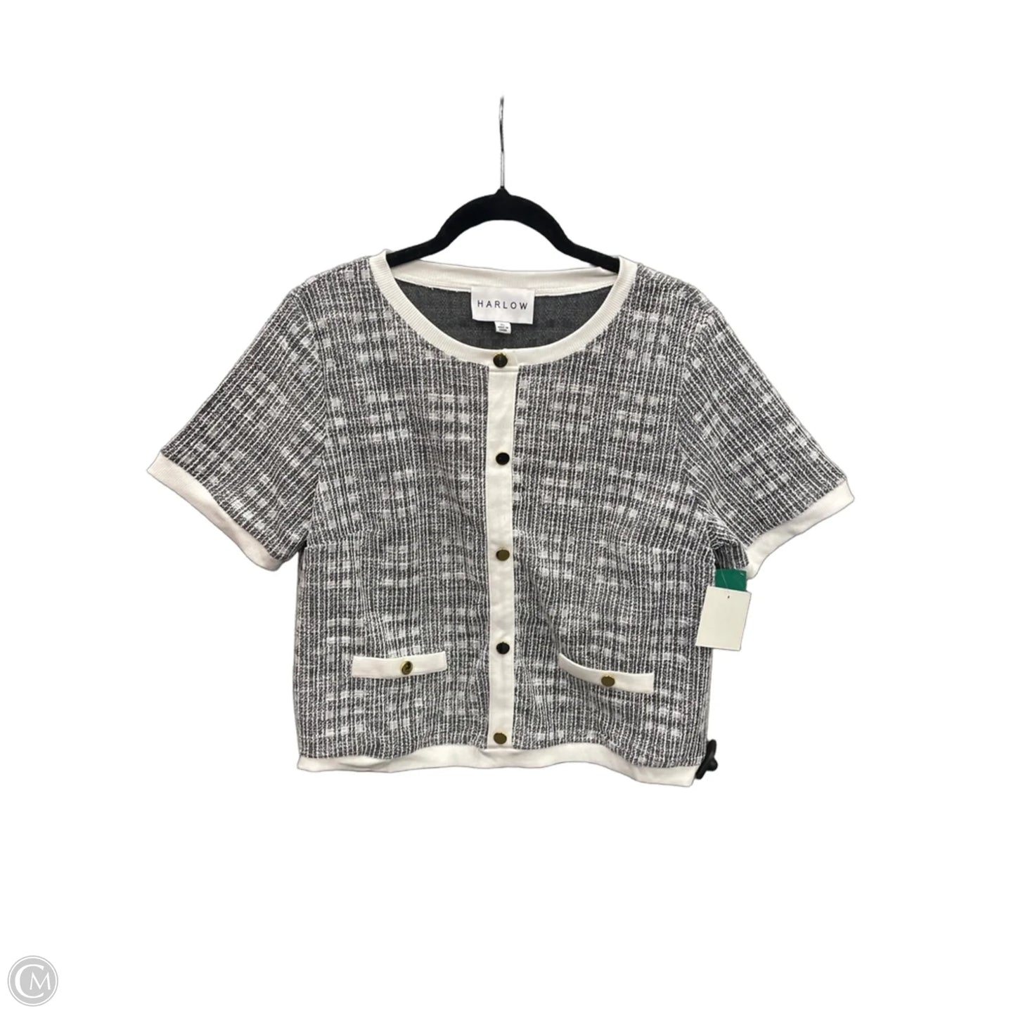 Top Short Sleeve By Clothes Mentor In Grey & White, Size: Xl