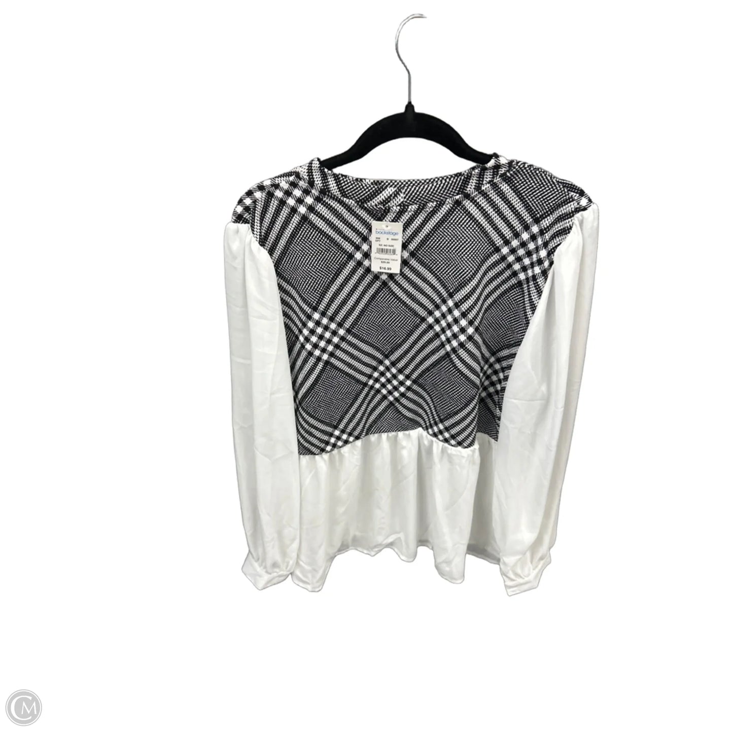 Top Long Sleeve By Absolutely Famous In Black & White, Size: Xl