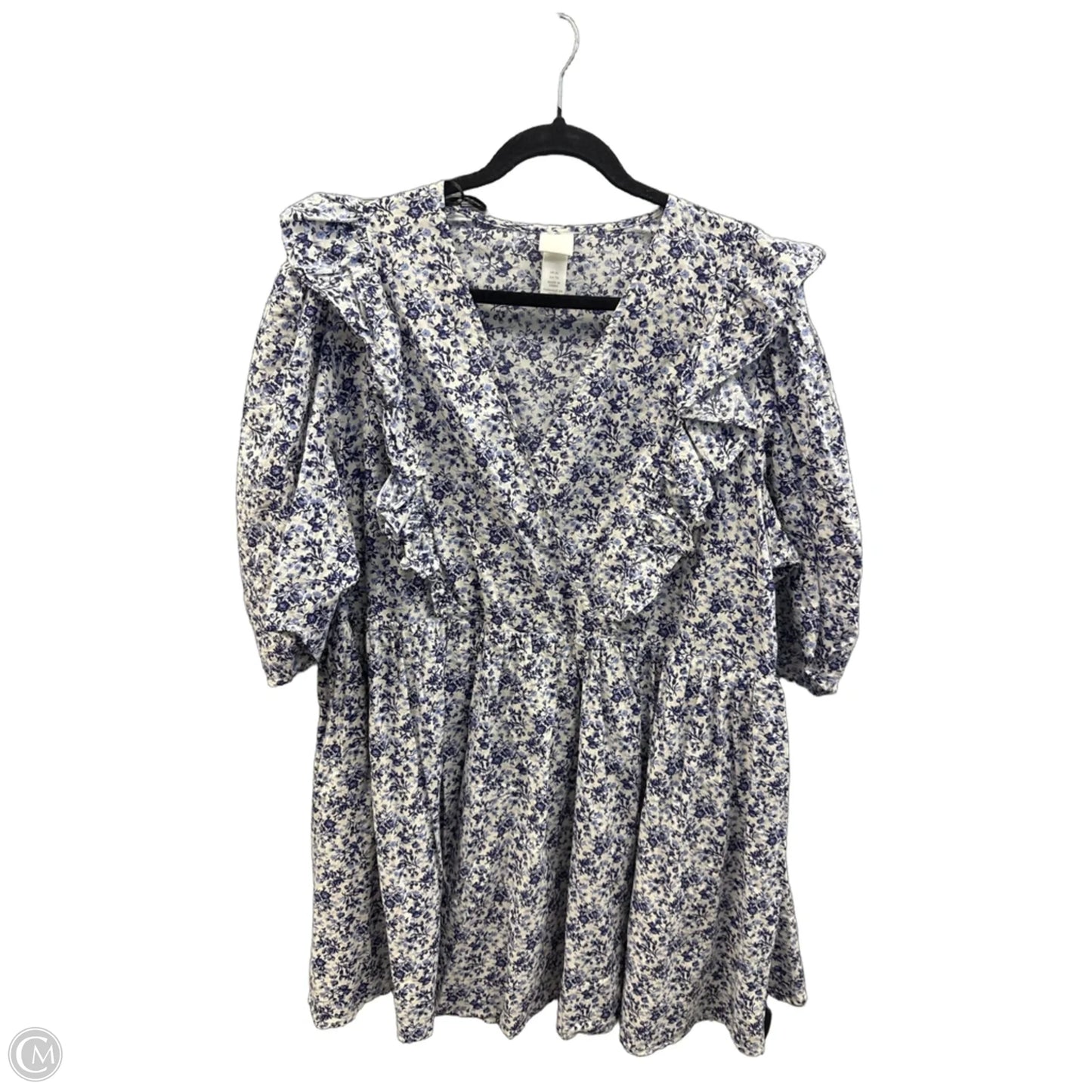 Dress Casual Midi By H&m In Blue & White, Size: Xl