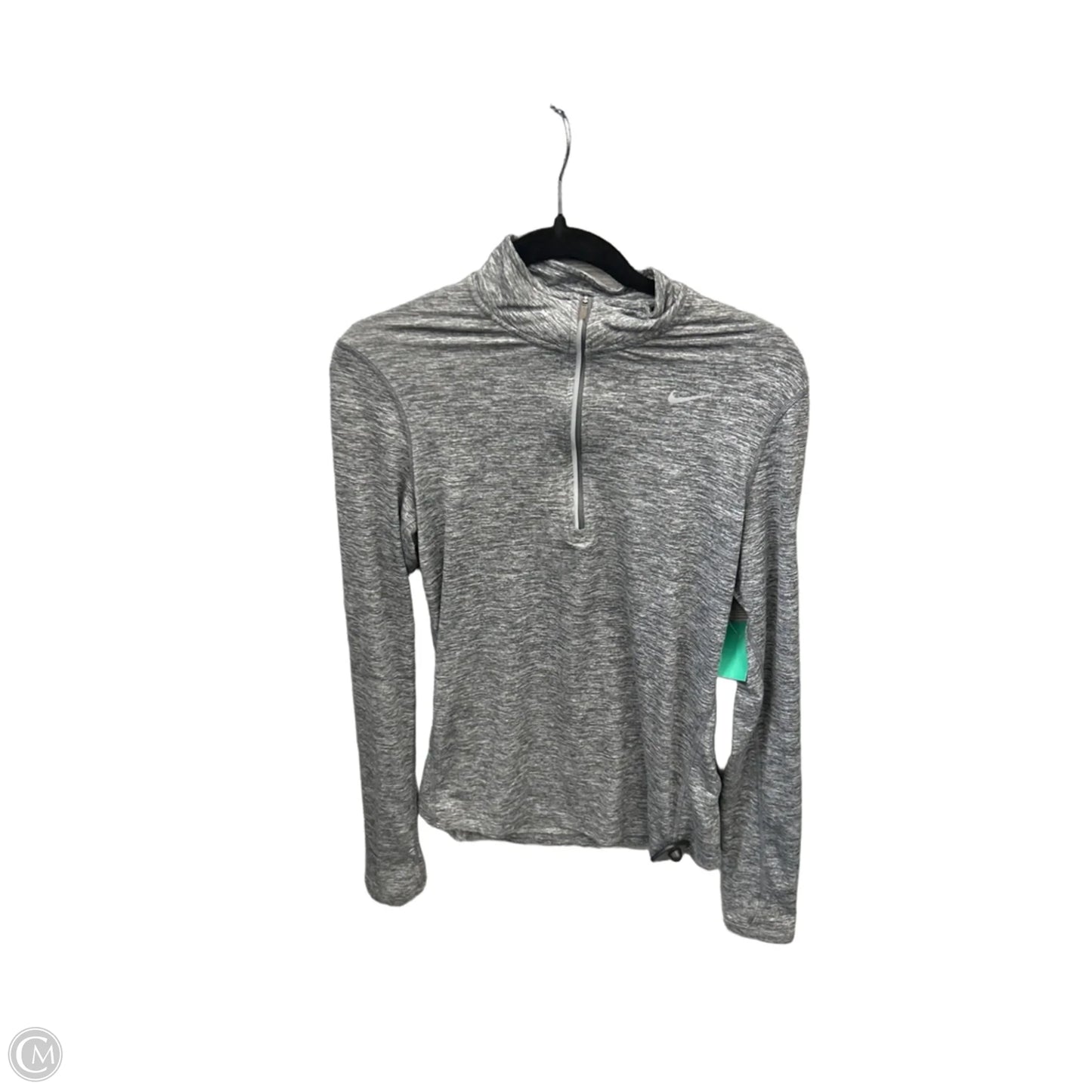 Athletic Top Long Sleeve Collar By Nike Apparel In Grey, Size: S