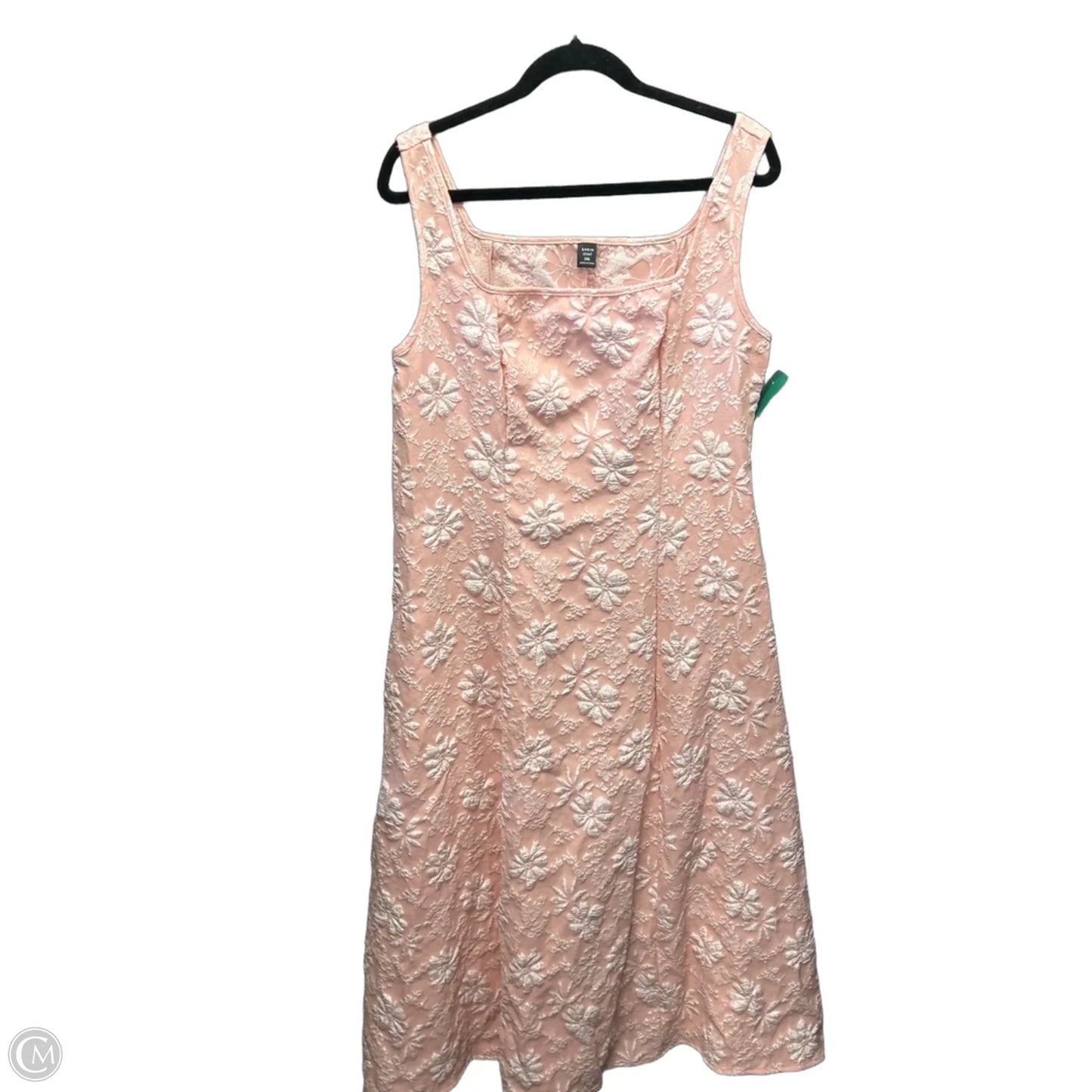 Dress Casual Midi By Shein In Pink & White, Size: 1x