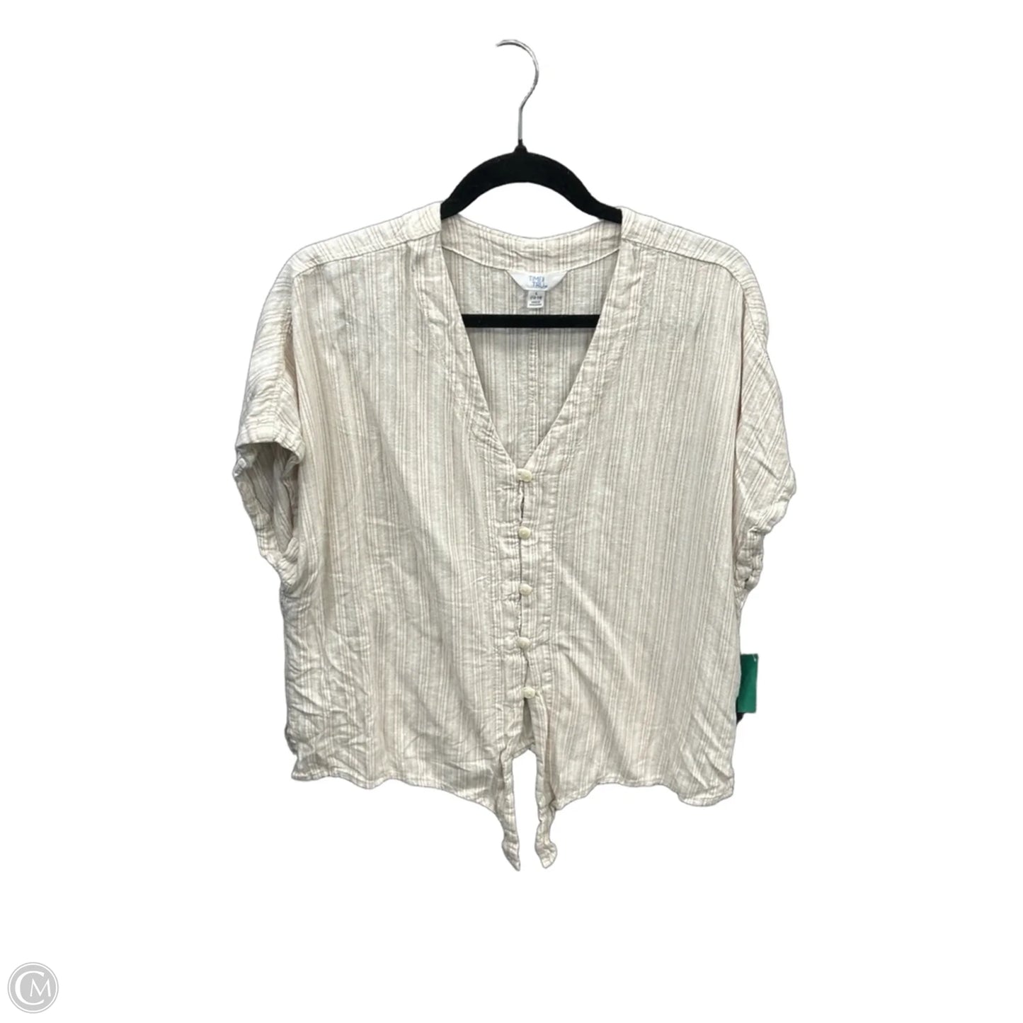 Top Short Sleeve By Time And Tru In Beige, Size: L