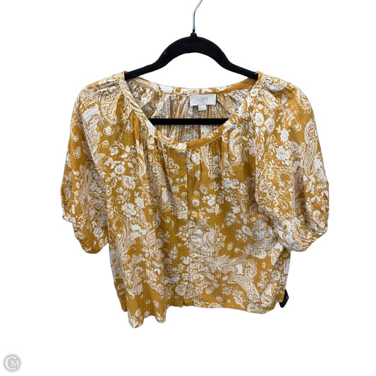 Top Short Sleeve By Loft In Yellow, Size: M