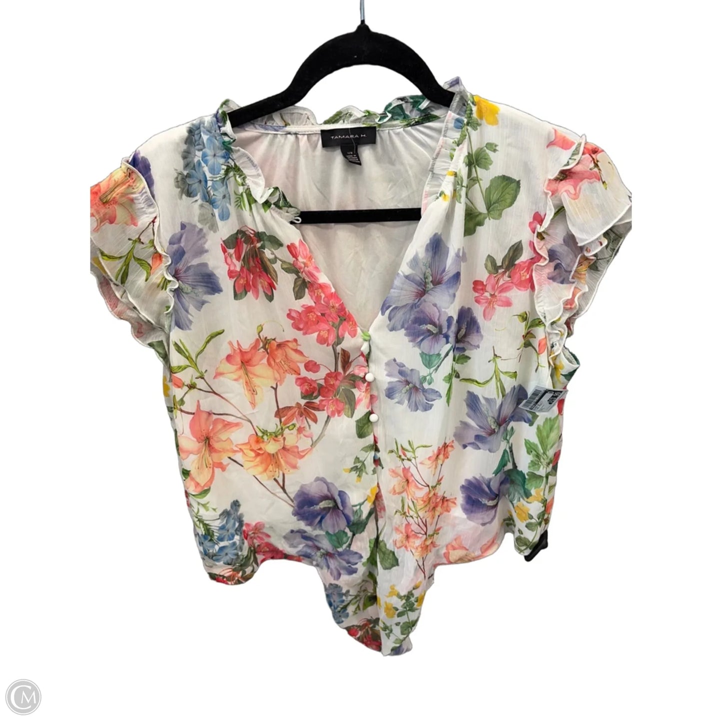 Blouse Short Sleeve By Tamara H In Floral Print, Size: L