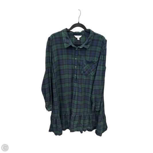 Dress Casual Midi By Time And Tru In Plaid Pattern, Size: 3x