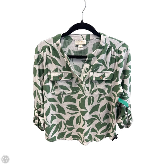 Top Long Sleeve By Clothes Mentor In Cream & Green, Size: M