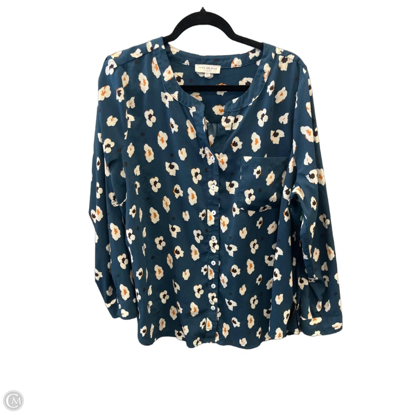 Top Long Sleeve By Skies Are Blue In Blue, Size: 2x