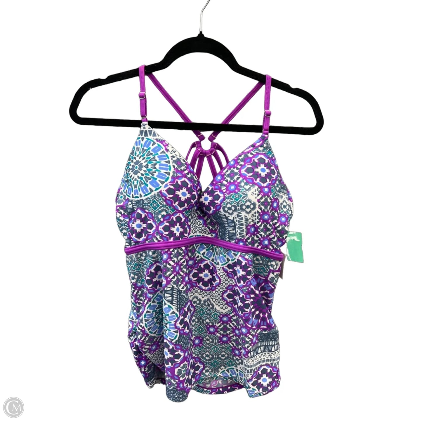 Swimsuit Top By Clothes Mentor In Grey & Purple, Size: L