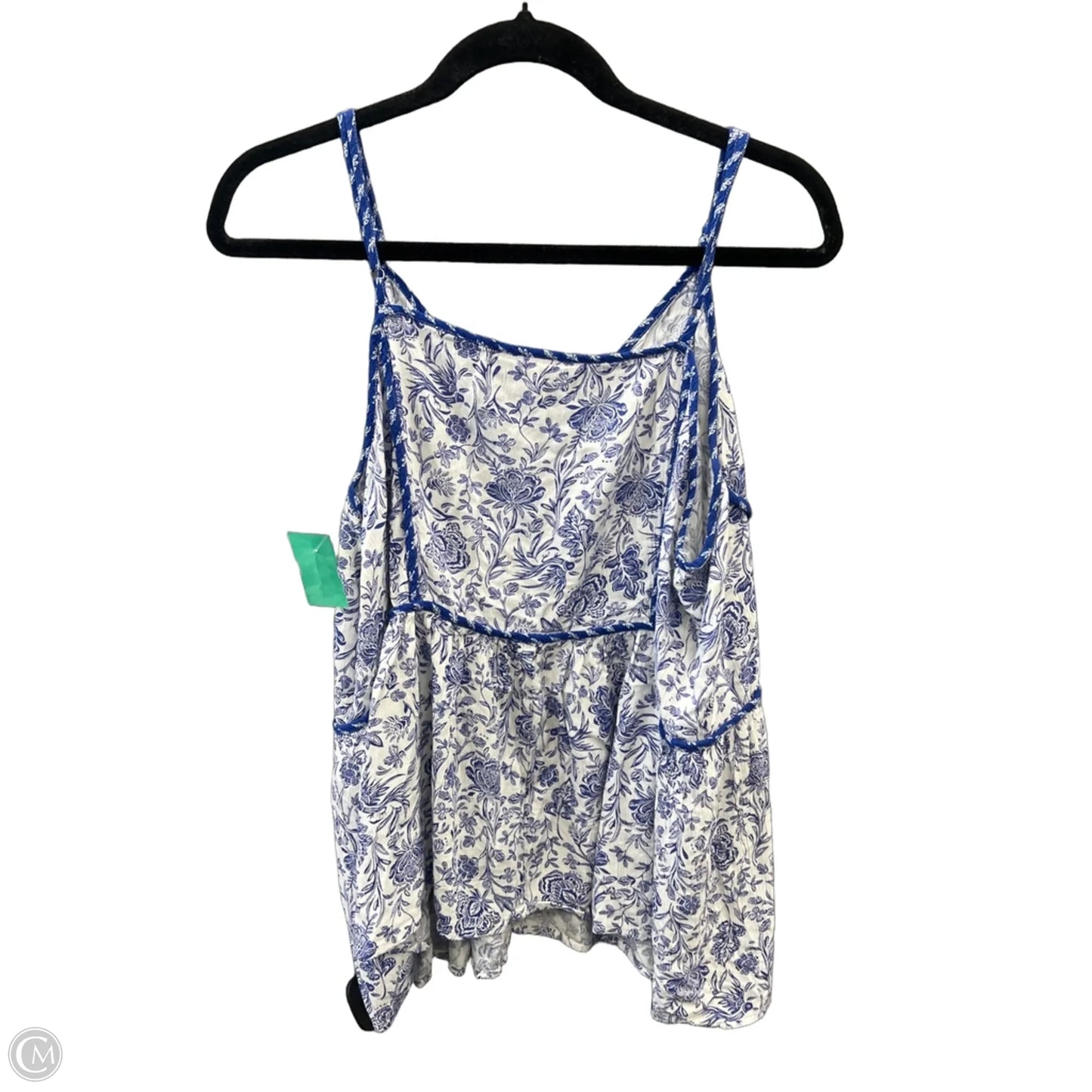 Top Sleeveless By Knox Rose In Blue & White, Size: Xxl