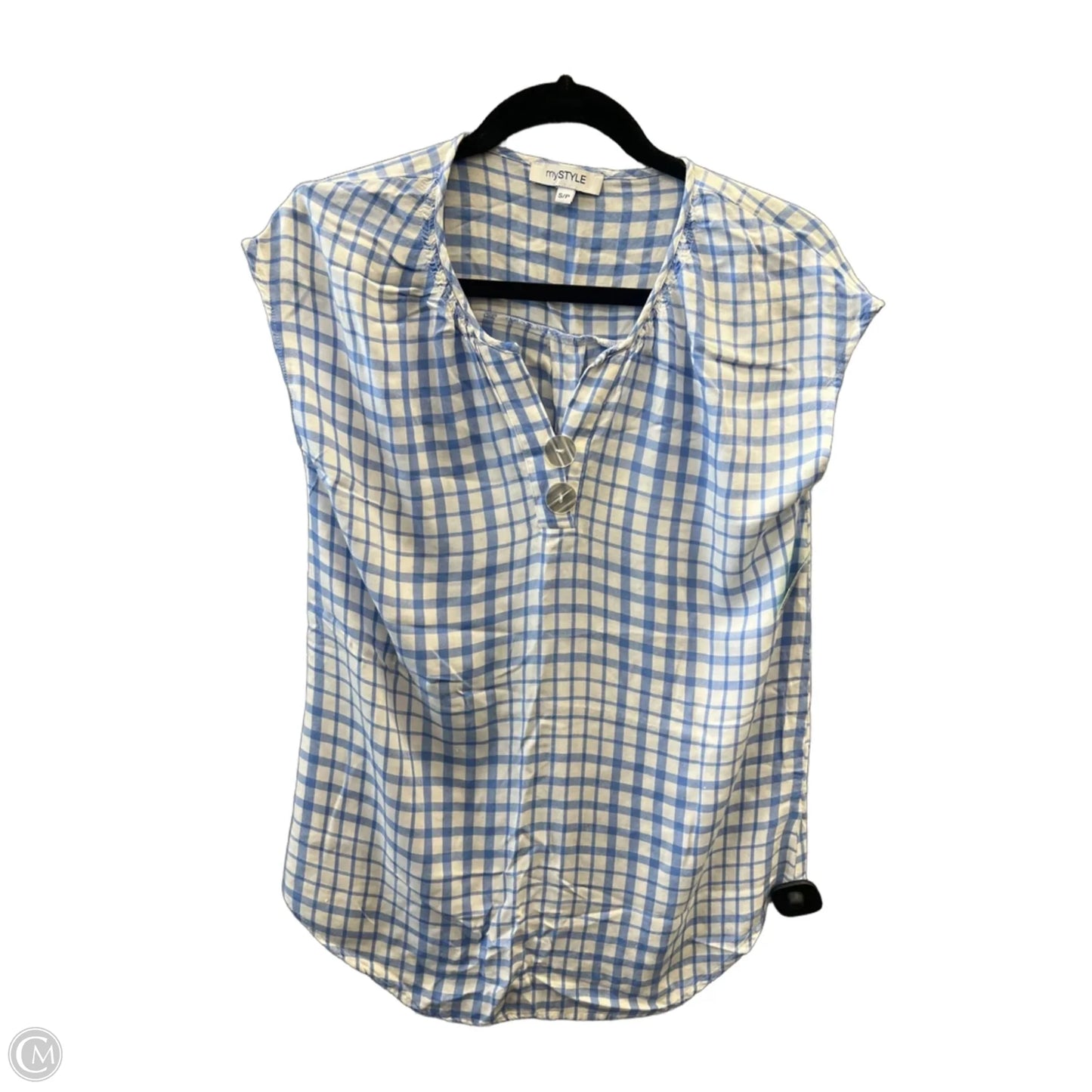 Top Short Sleeve By Clothes Mentor In Blue & White, Size: Sp
