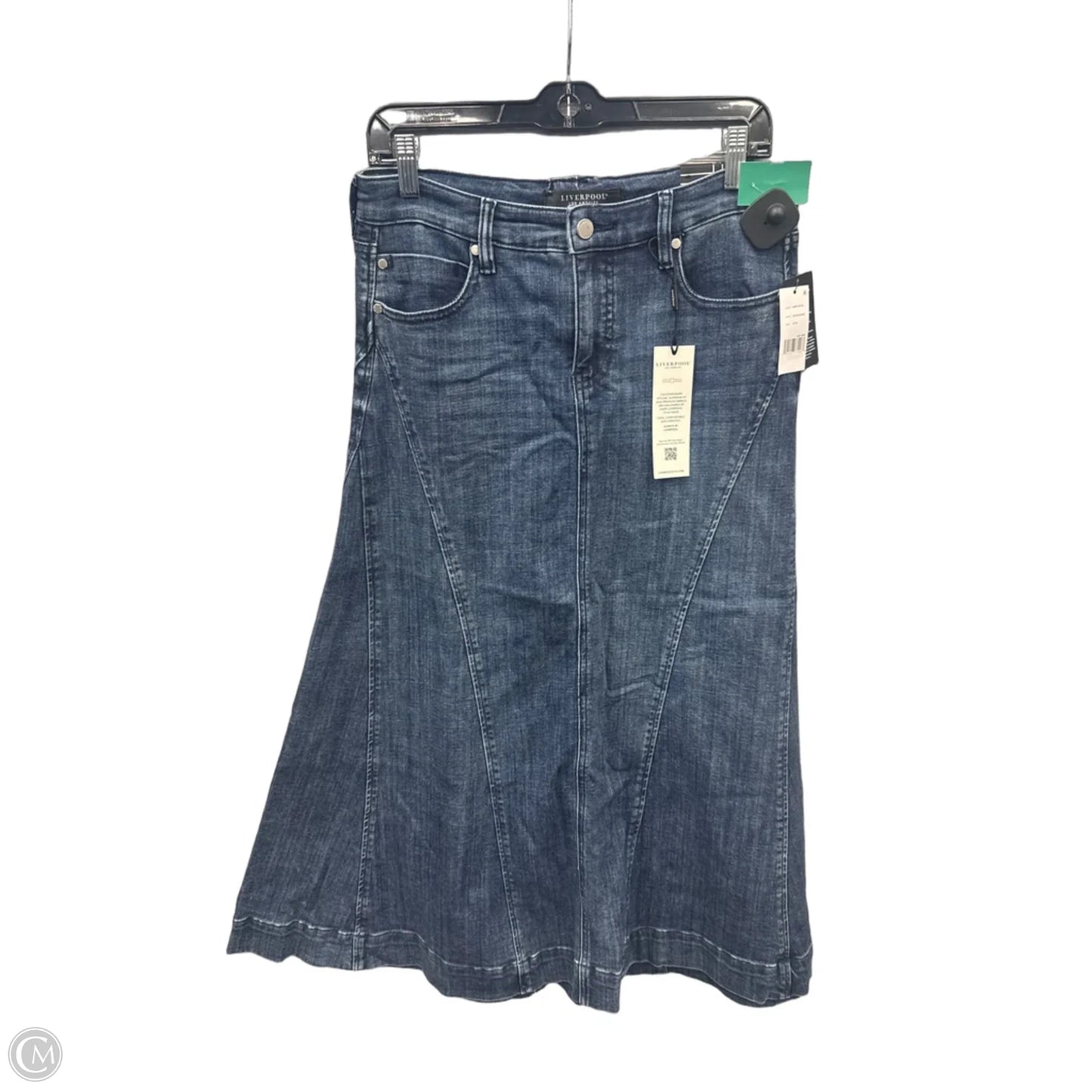 Skirt Maxi By Liverpool In Blue Denim, Size: 8