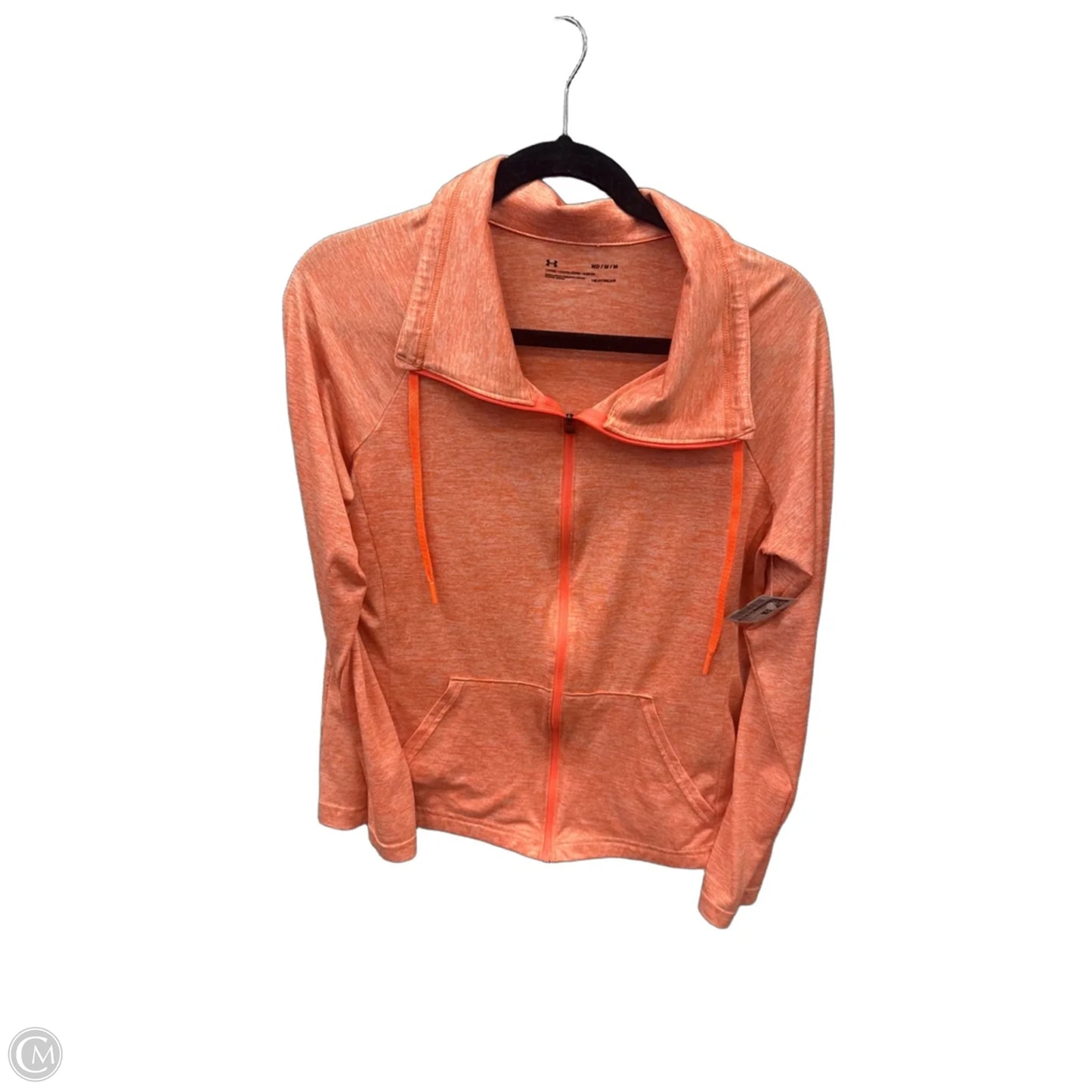 Athletic Top Long Sleeve Collar By Under Armour In Orange, Size: M