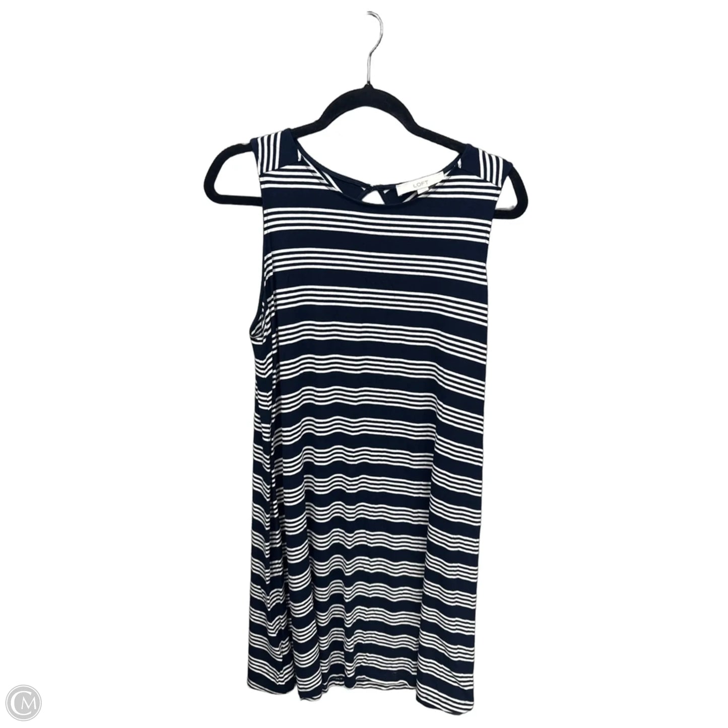Dress Casual Midi By Loft In Blue & White, Size: L