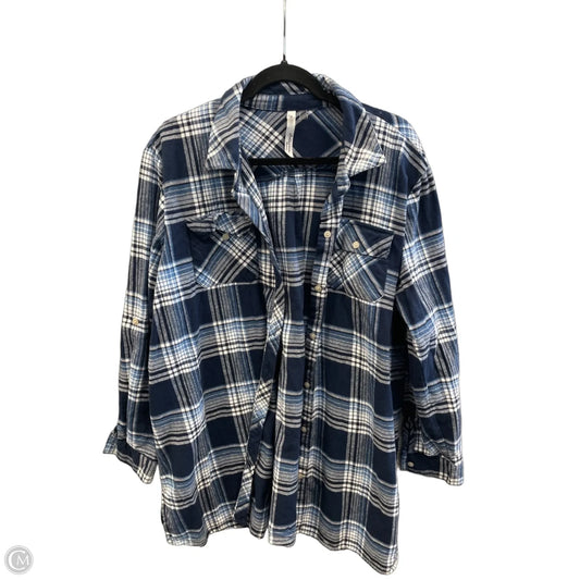 Top Long Sleeve By Ny Collection In Plaid Pattern, Size: 1x