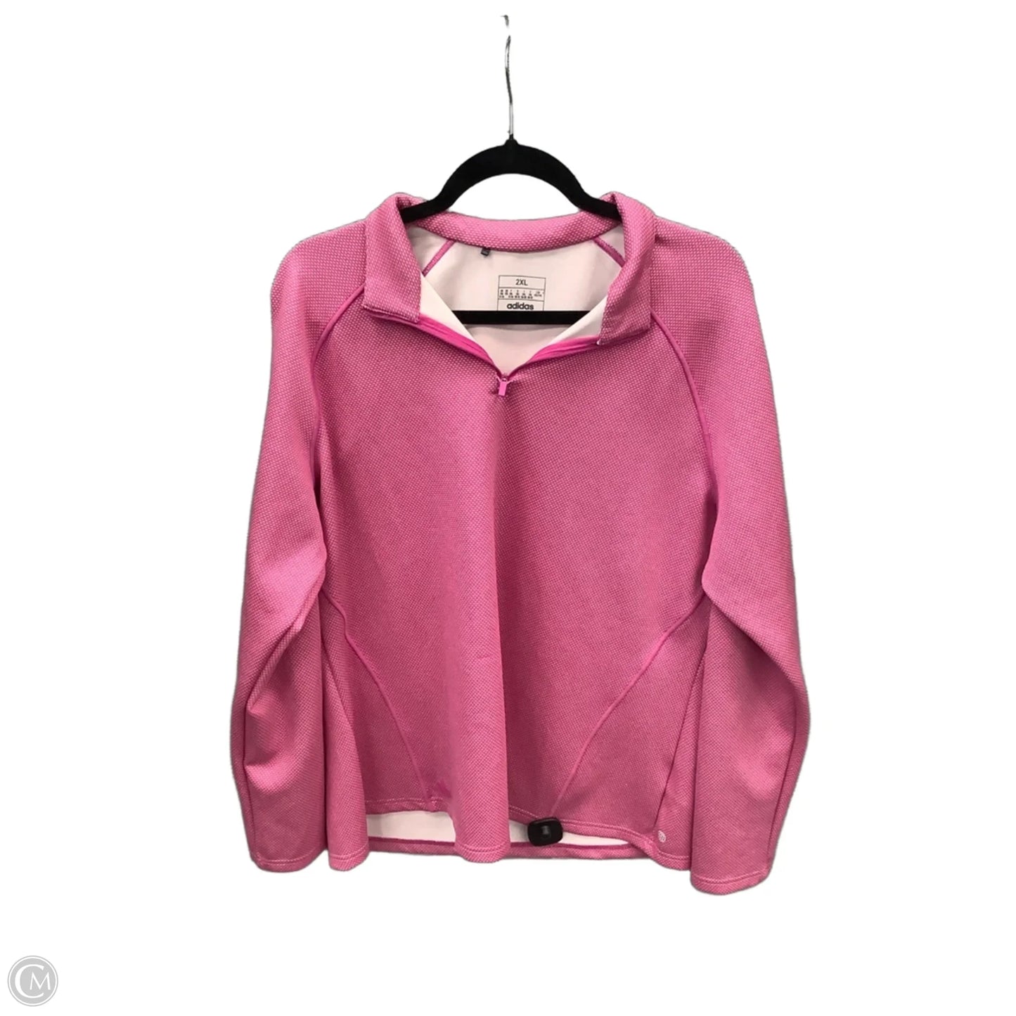 Athletic Top Long Sleeve Collar By Adidas In Pink, Size: 2x