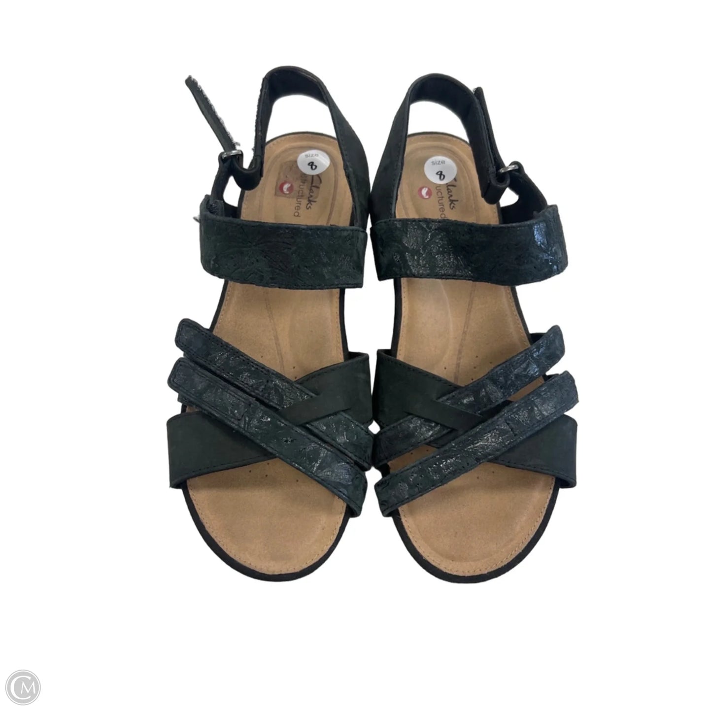 Sandals Heels Wedge By Clarks In Black & Brown, Size: 8
