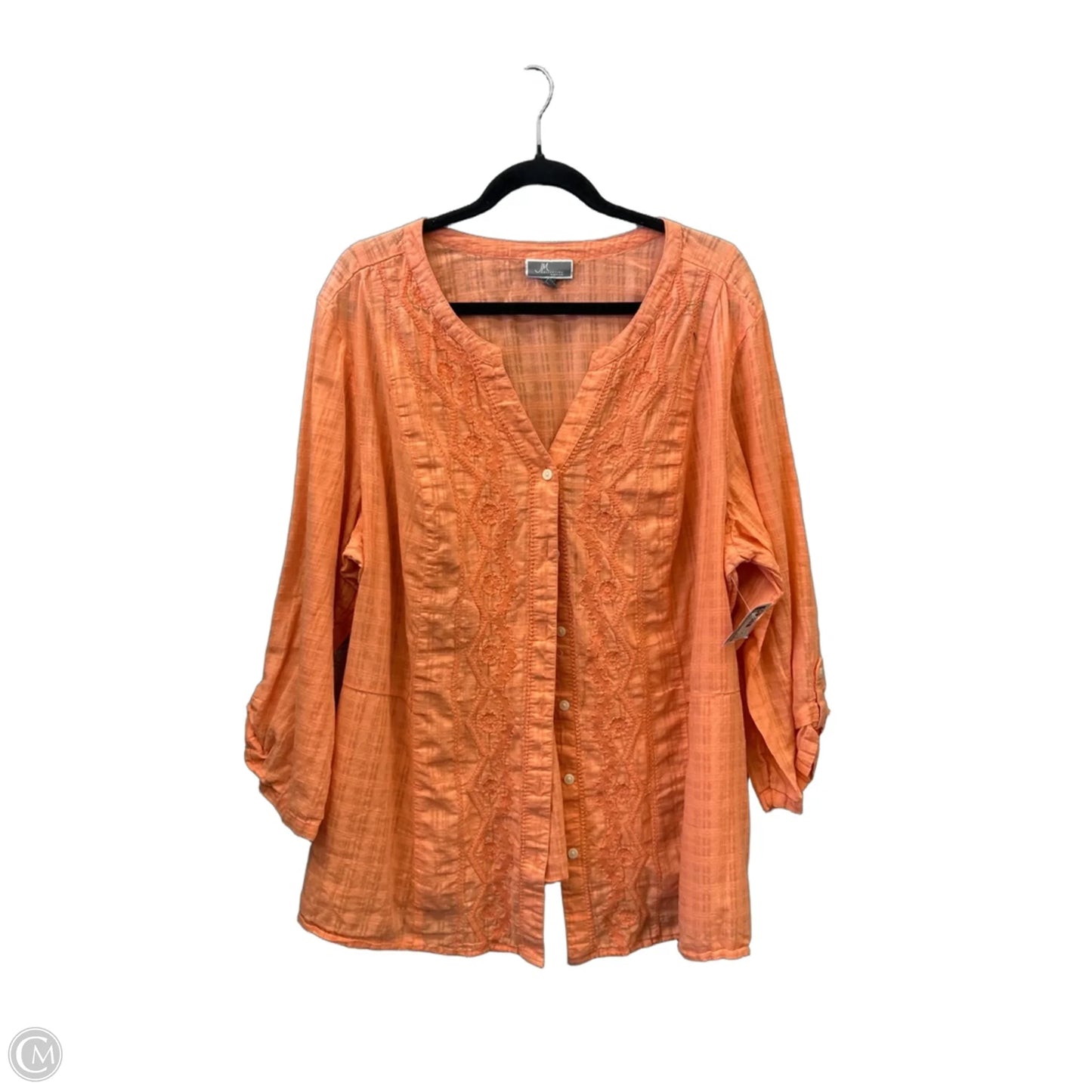 Top Long Sleeve By Jm Collections In Orange, Size: 3x