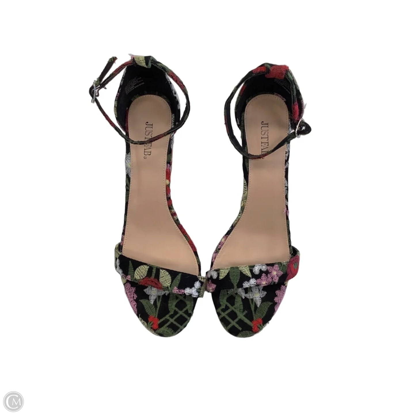 Sandals Heels Block By Just Fab In Floral Print, Size: 12