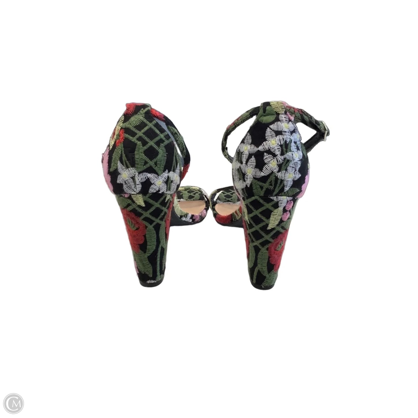 Sandals Heels Block By Just Fab In Floral Print, Size: 12