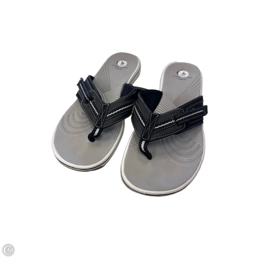 Sandals Flats By Clarks In Black & Grey, Size: 9