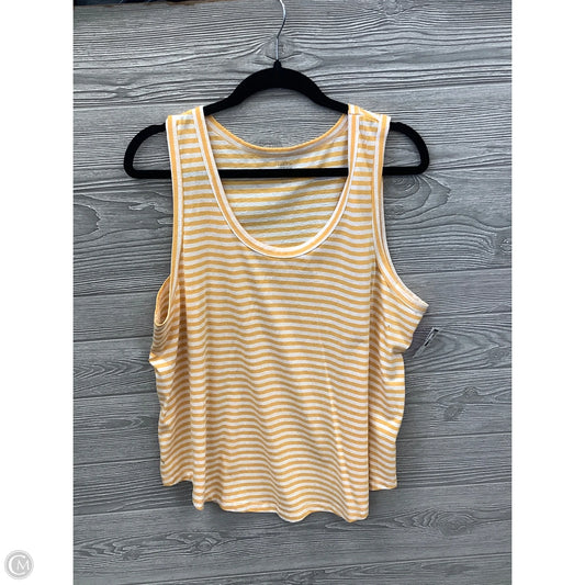 Top Sleeveless By Falls Creek In White & Yellow, Size: 1x