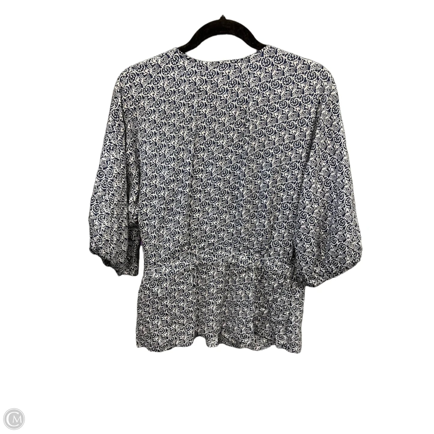 Blouse 3/4 Sleeve By Talbots In Blue & White, Size: L