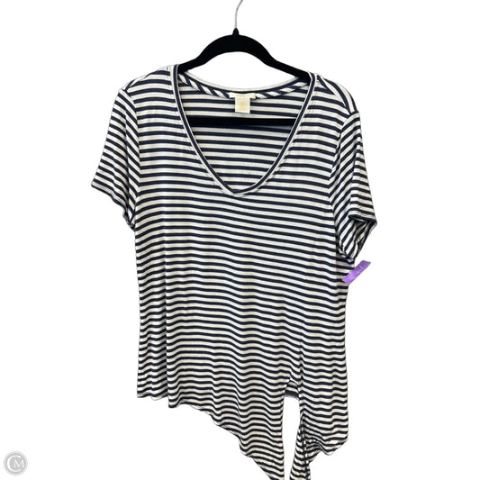 Top Short Sleeve By Matty M In Striped Pattern, Size: L