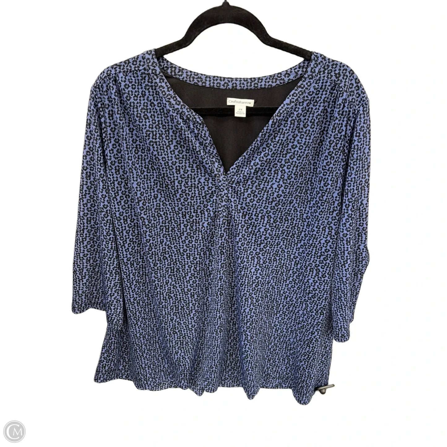 Top Long Sleeve By Croft And Barrow In Black & Blue, Size: 2x