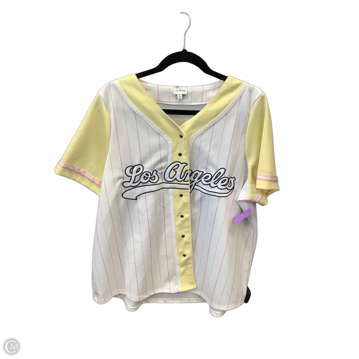 Top Short Sleeve By La Hearts In White & Yellow, Size: L