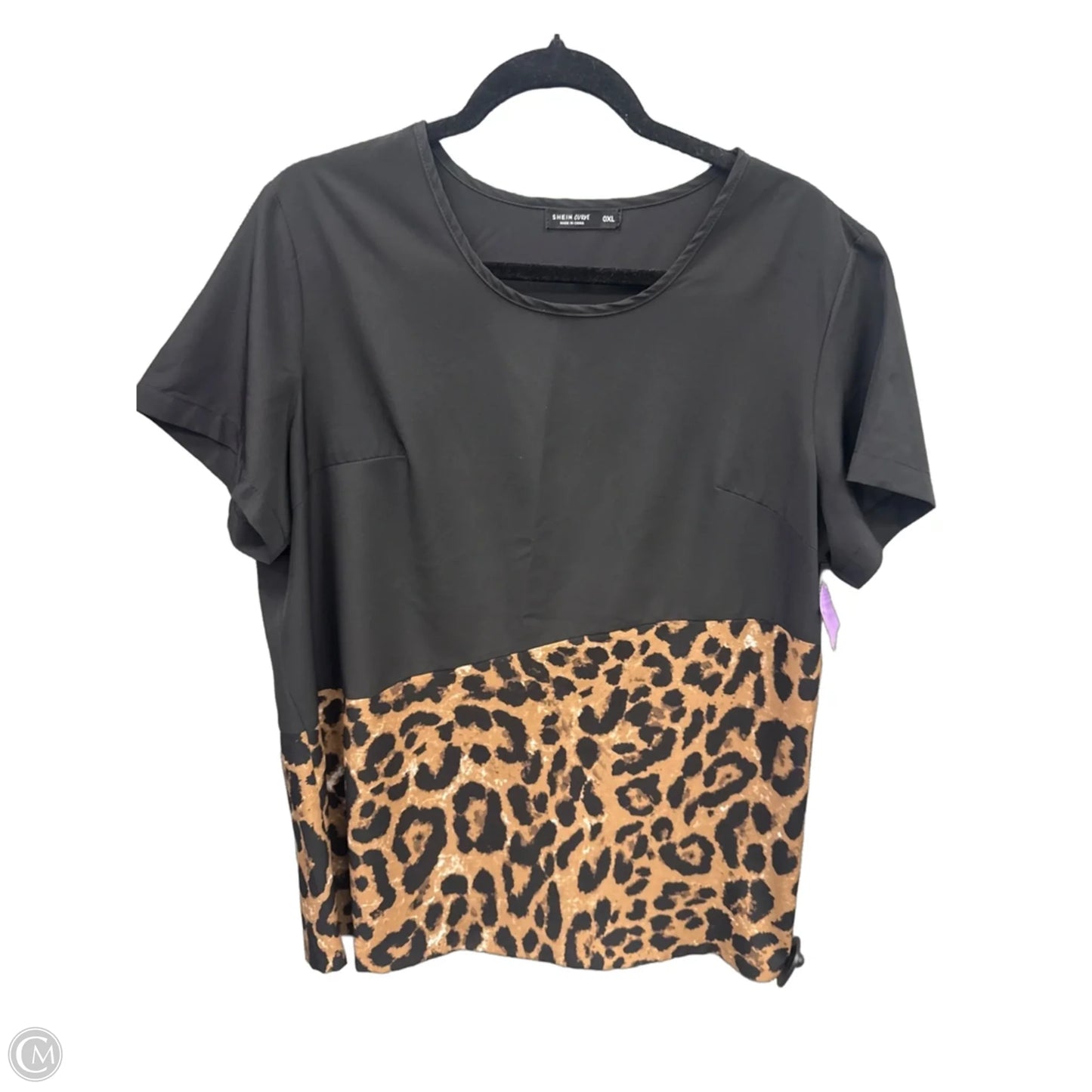 Top Short Sleeve By Shein In Animal Print, Size: Xl
