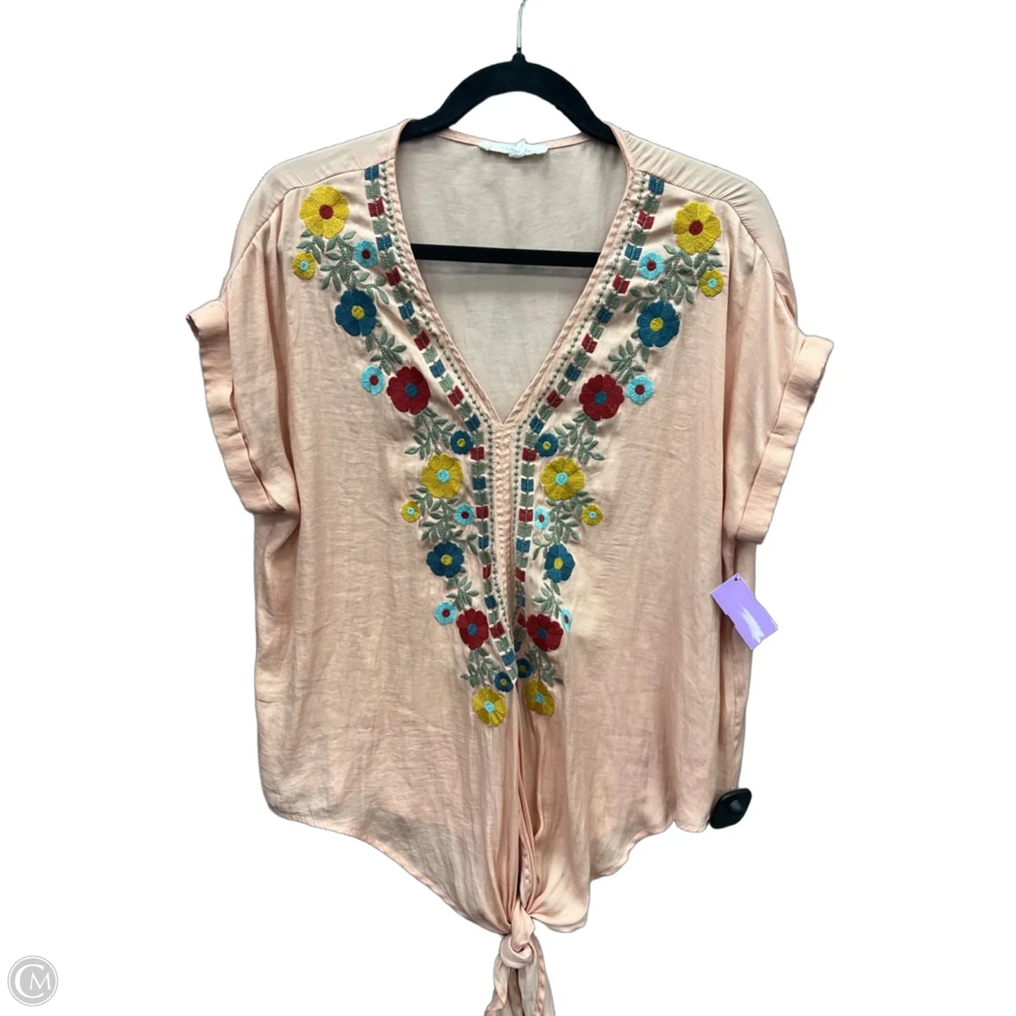 Blouse Short Sleeve By Clothes Mentor In Pink, Size: S