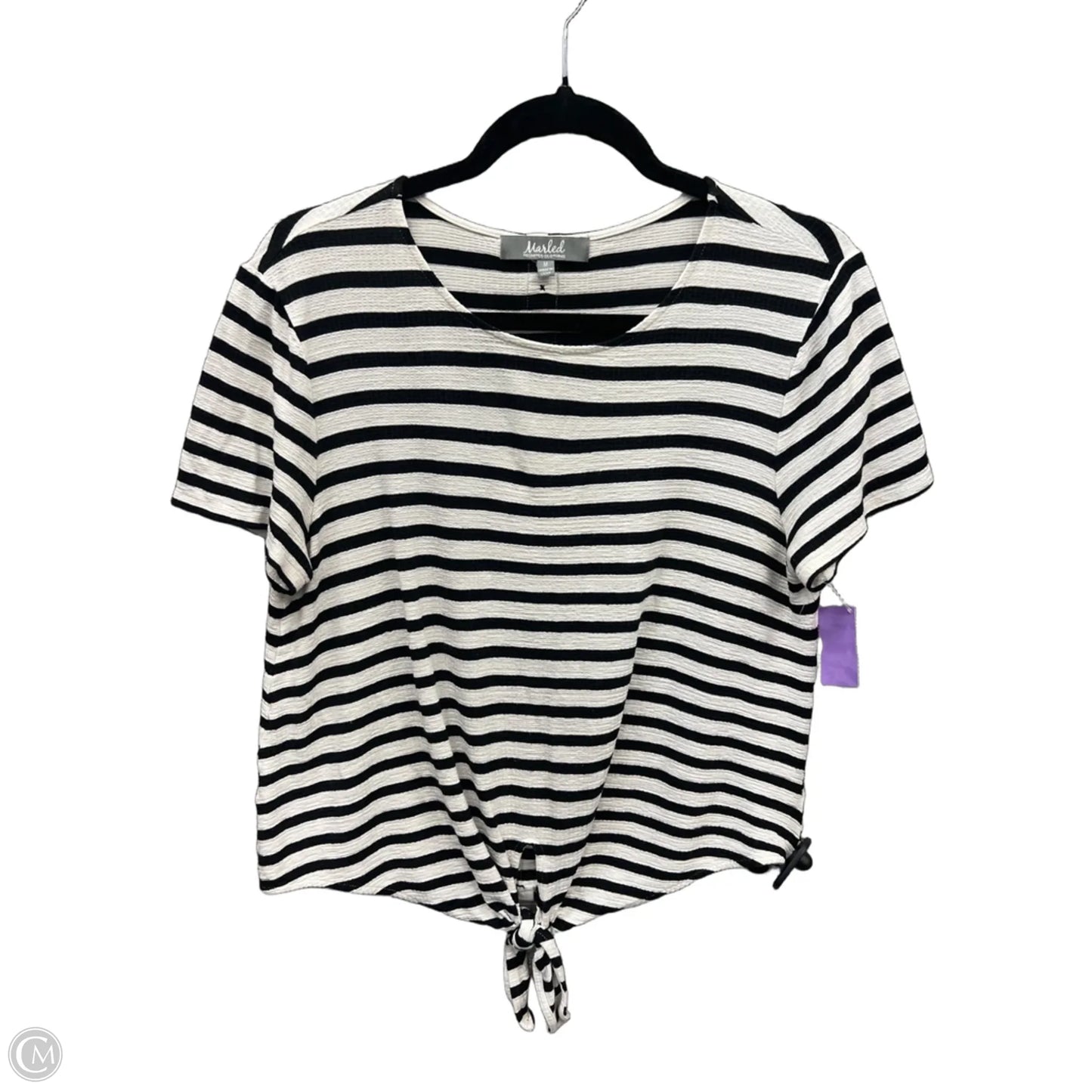 Top Short Sleeve By Marled In Striped Pattern, Size: M