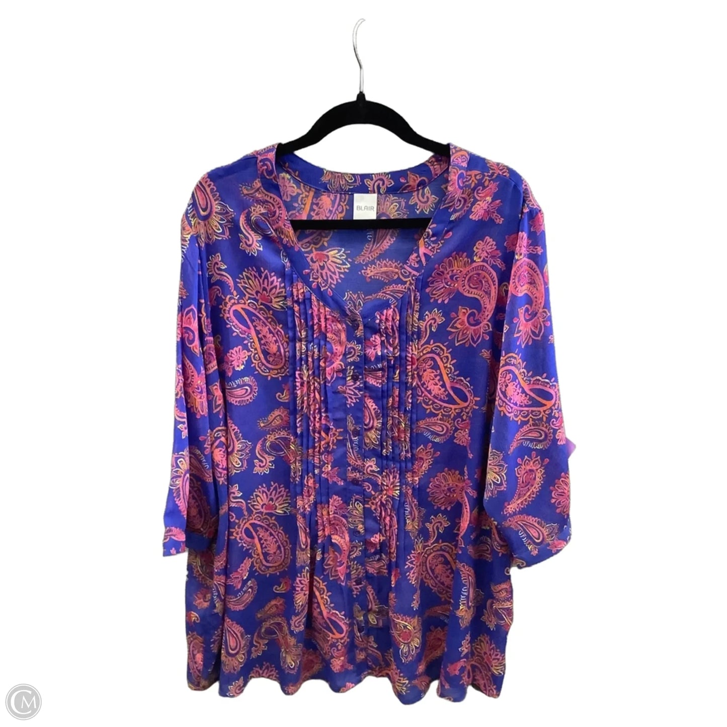 Blouse Short Sleeve By Blair In Blue, Size: 3x