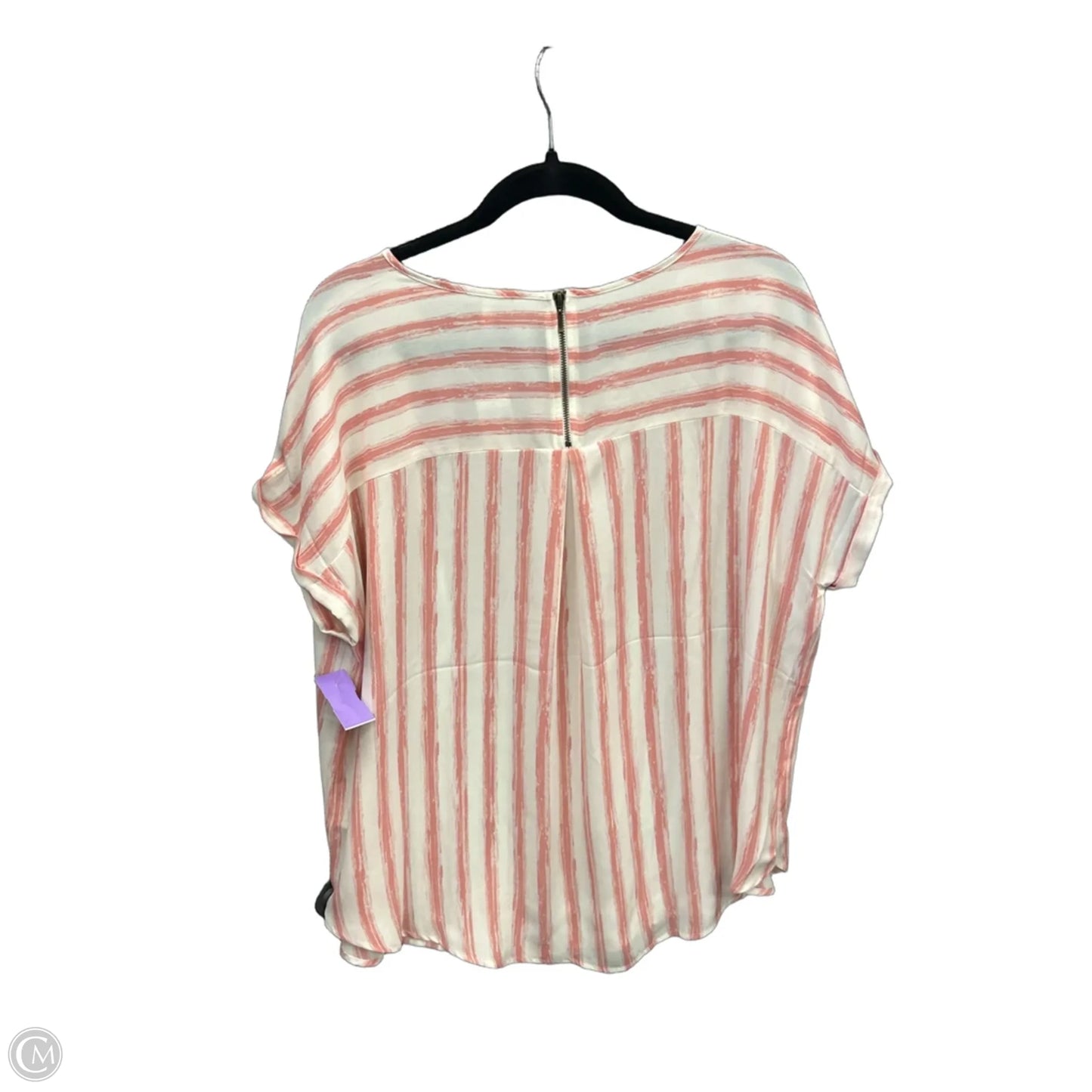 Top Short Sleeve By Maurices In Pink & White, Size: Xl
