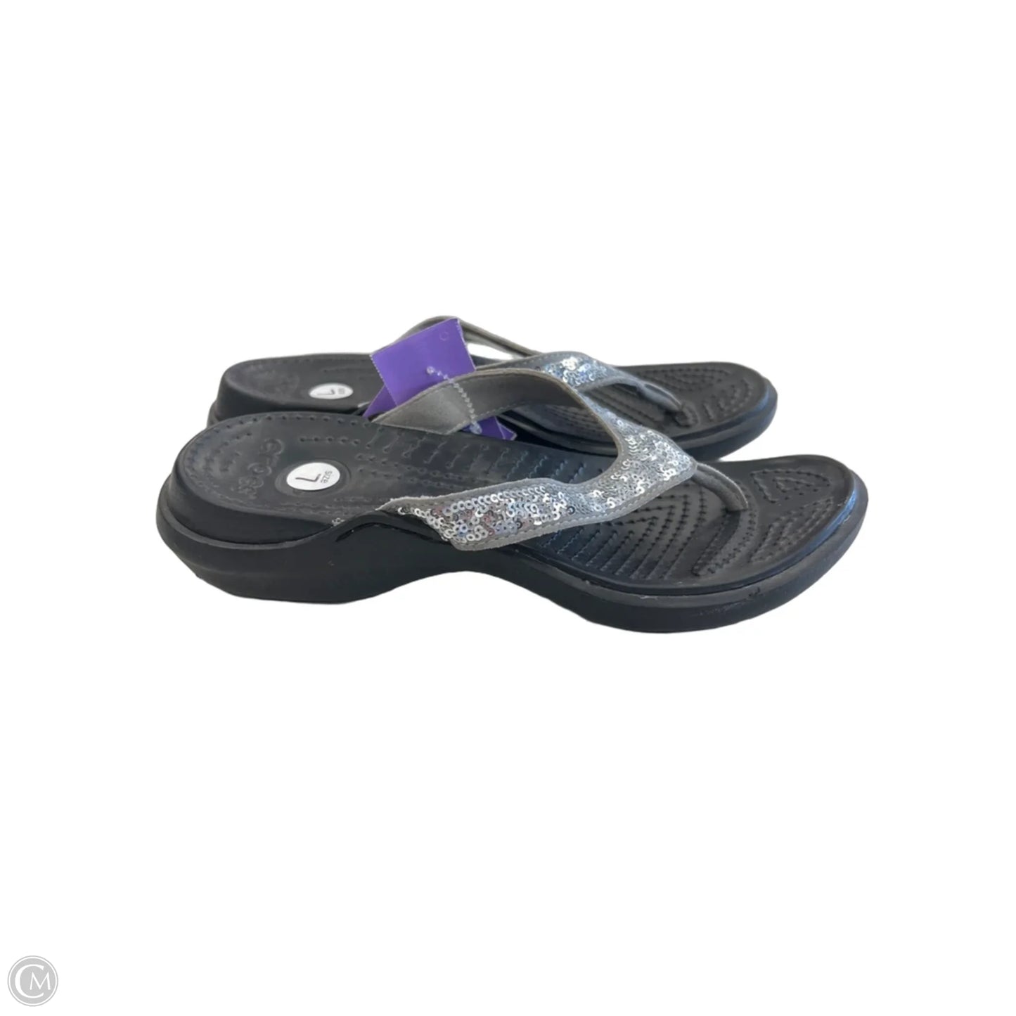 Sandals Flip Flops By Crocs In Black, Size: 7
