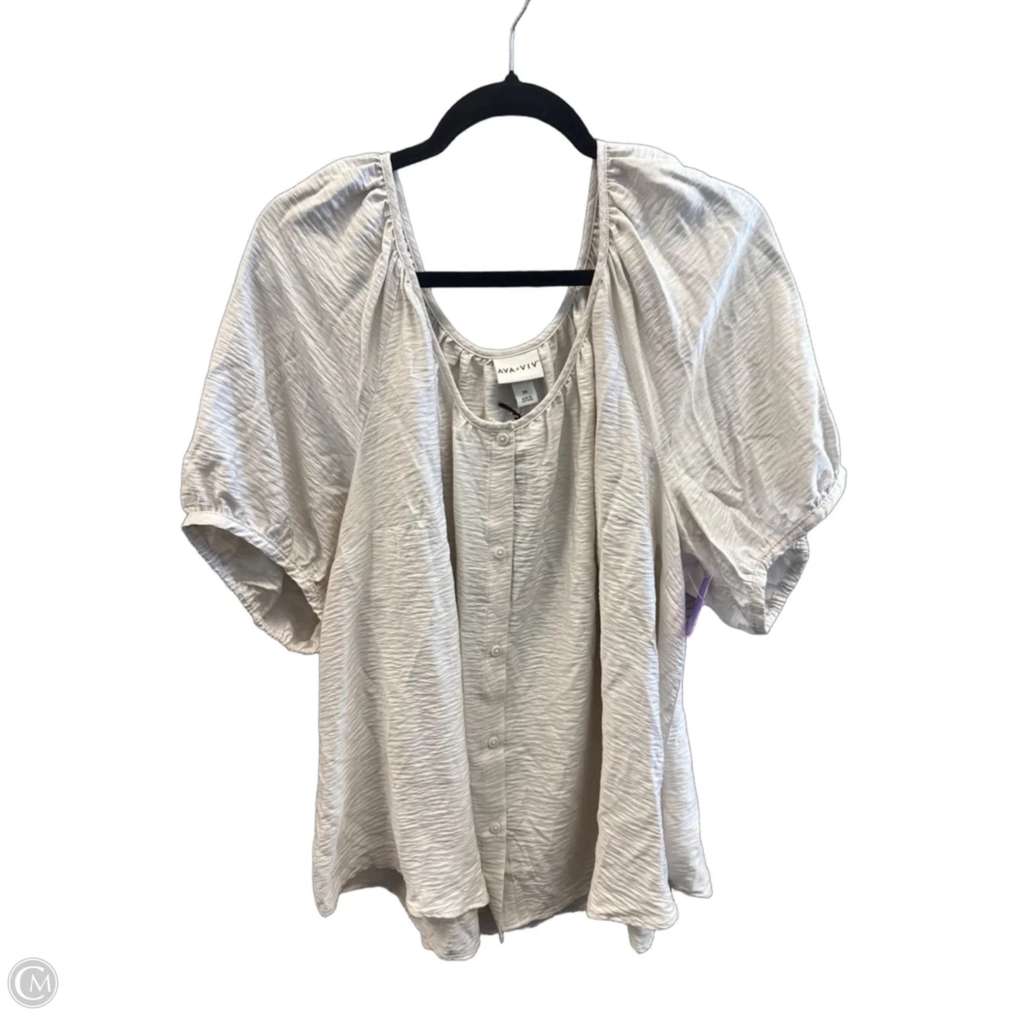 Top Short Sleeve By Ava & Viv In Cream, Size: 3x