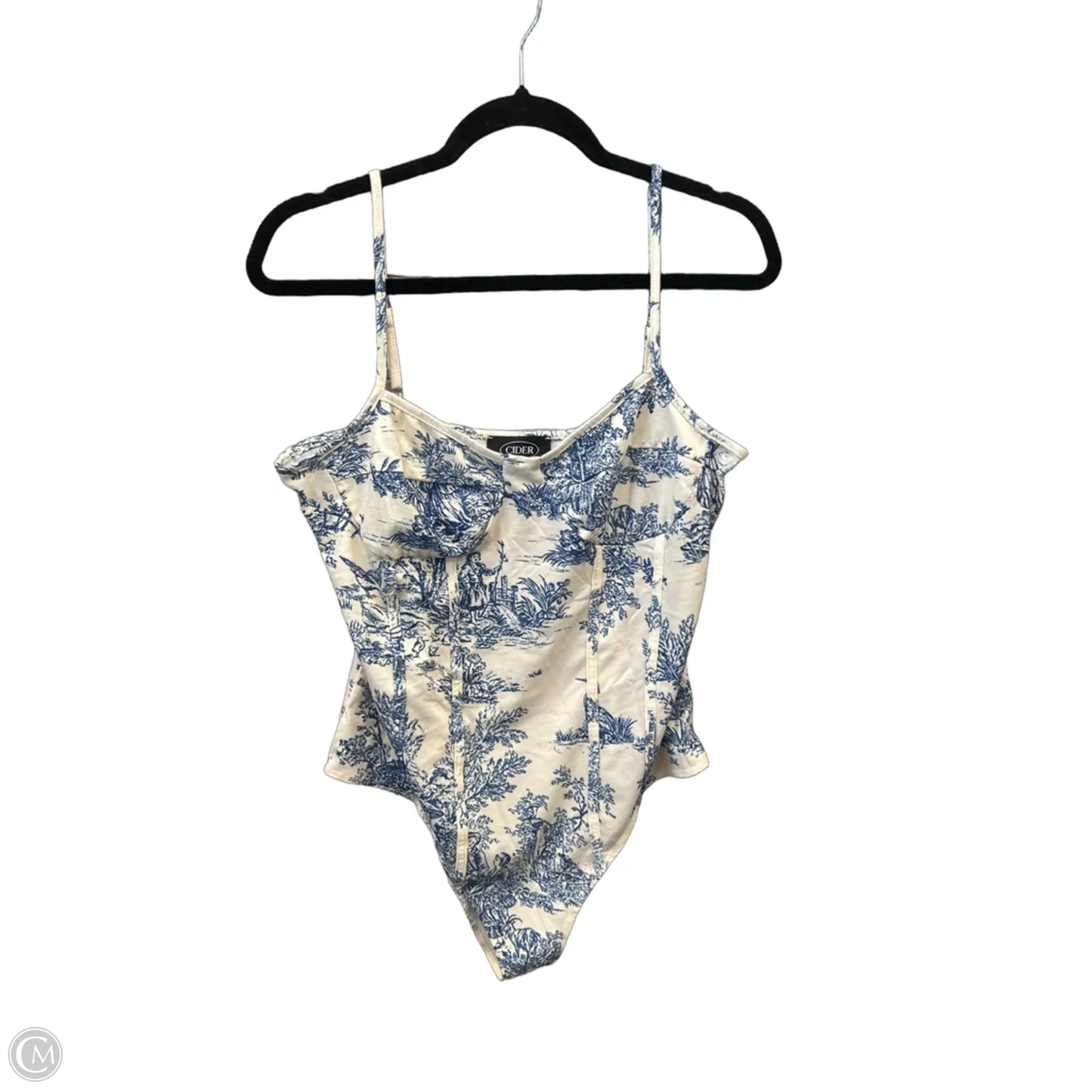 Top Sleeveless By Cider In Blue & Cream, Size: Xl