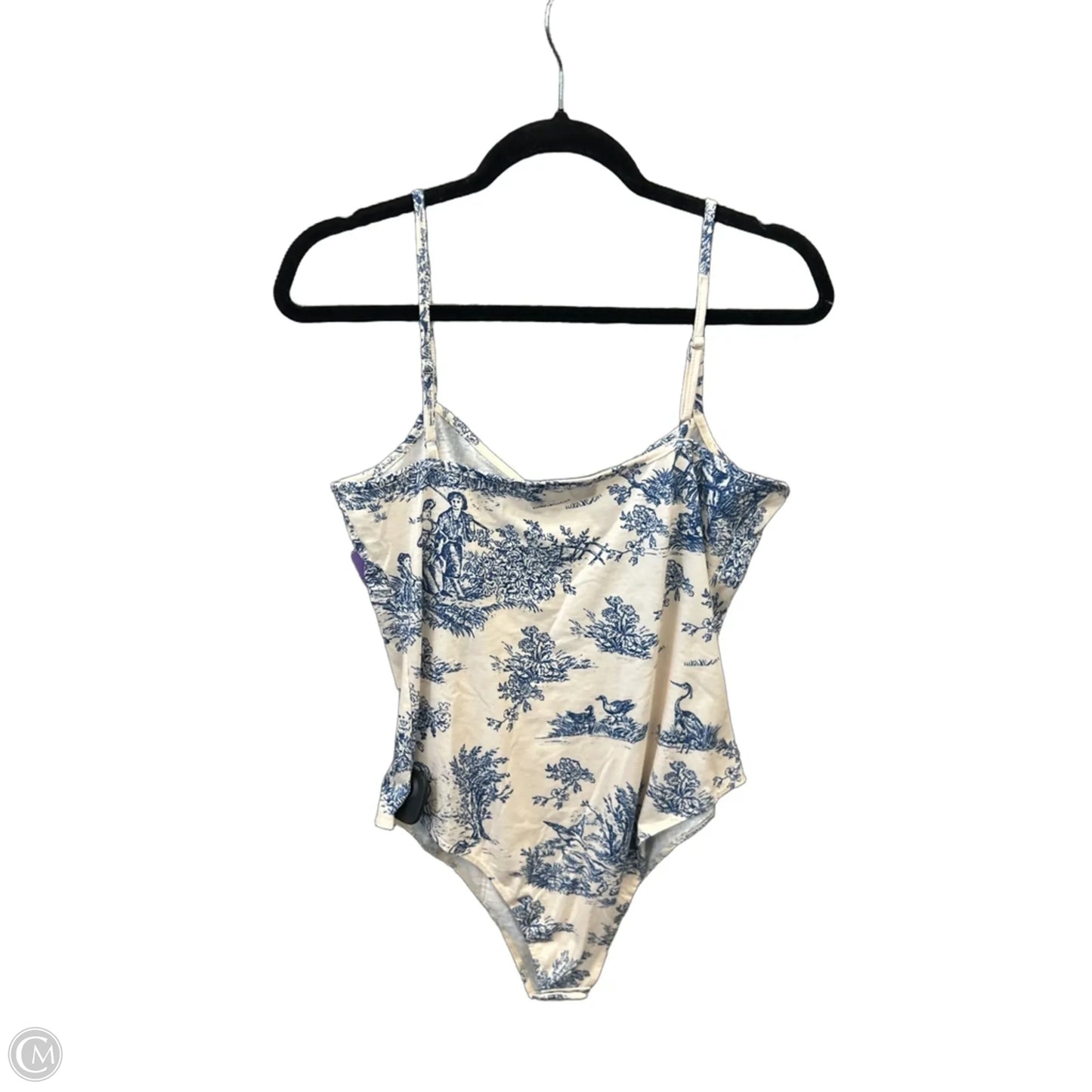 Top Sleeveless By Cider In Blue & Cream, Size: Xl