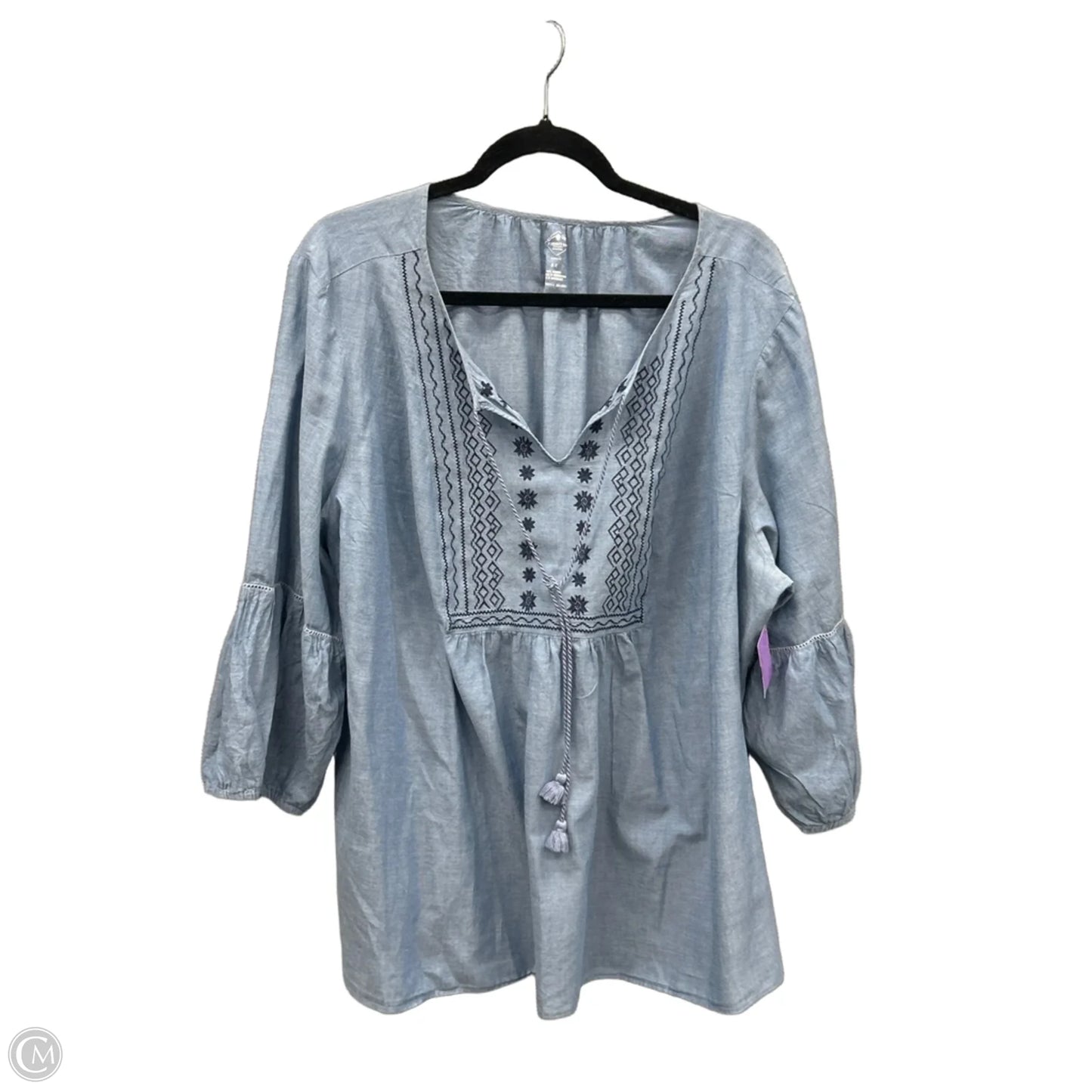 Top Long Sleeve By St Johns Bay In Blue, Size: 3x
