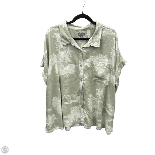Top Short Sleeve By Falls Creek In Green & White, Size: 3x