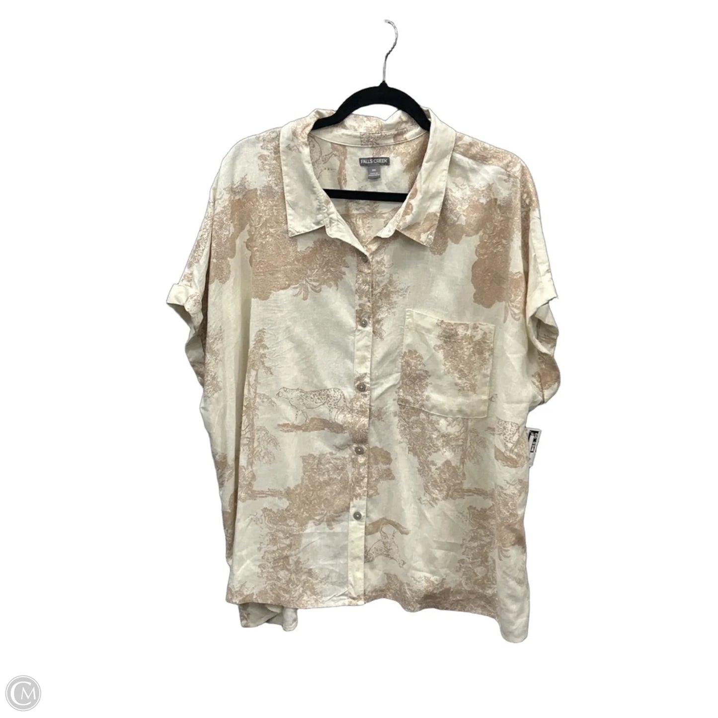 Top Short Sleeve By Falls Creek In Cream, Size: 3x