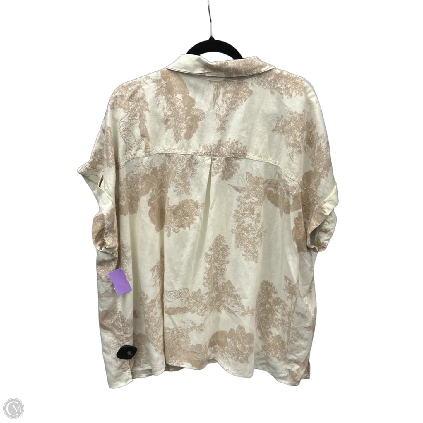 Top Short Sleeve By Falls Creek In Cream, Size: 3x